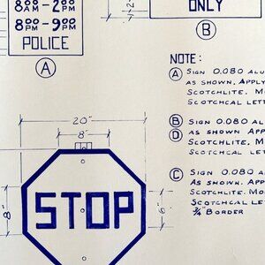 1966 Railroad Bangor Aroostook Stop Standard Signs Blueprint K16 Trains DWDD12